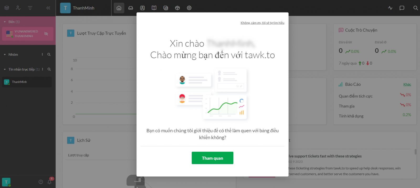 Tawk.to thành công.